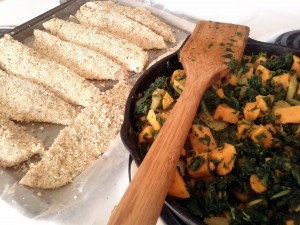 Sweet potato and spinach hash with Tilapia