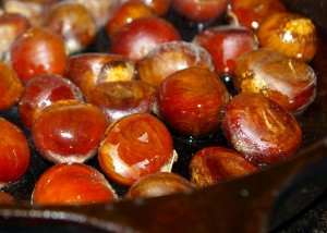 Chestnuts roasted in a skillet