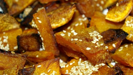 Butternut Squash roasted in coconut oil, with sesame seeds