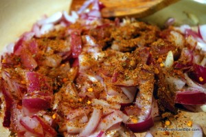 Red onions with homemade taco seasoning