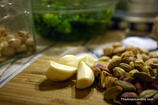 Pistachio, garlic and herbs
