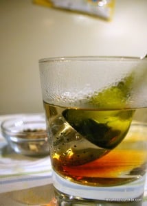 Tea steeping in a glass