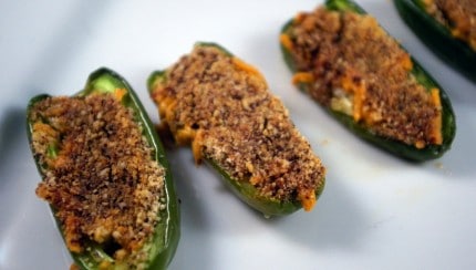 Cheddar Stuffed Jalapeño Peppers with Chocolate Breadcrumbs