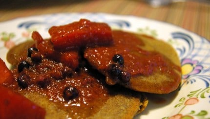 Oat Pancakes with Watermelon Coulis