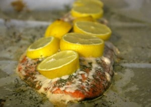Salmon with dill and lemons
