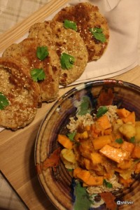 Sweet potato curry and gluten free naan