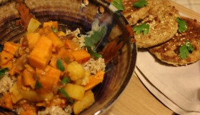 Sweet potato and cauliflower curry