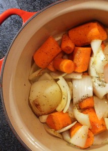 Carrots and onions for lentil soup