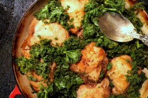 Braised Chicken with Golden Beets and Kale