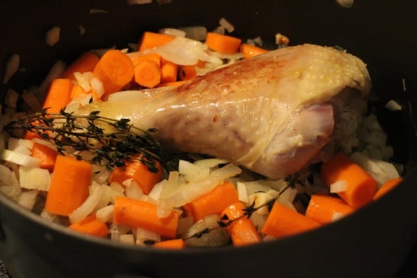 Turkey with onions and carrots for soup