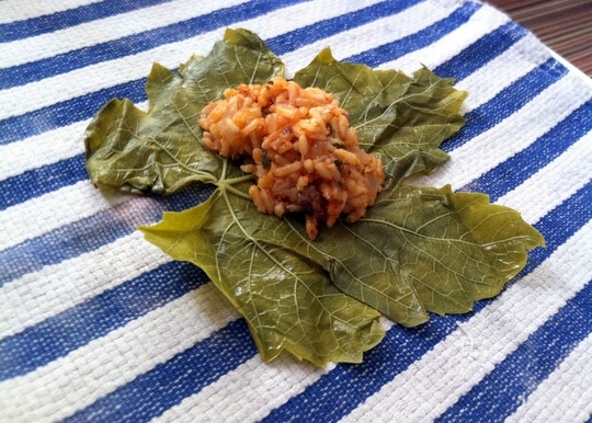 Stuffed grape leaves with rice