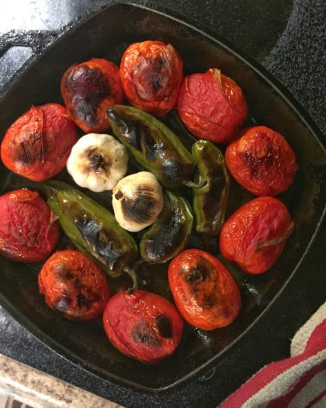 Roasted tomato, jalepeno and garlic for salsa